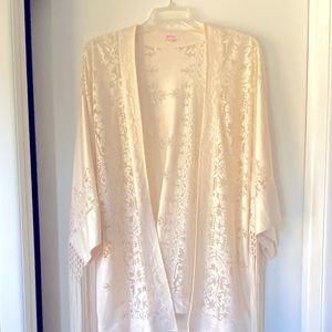 Cream Kimono with fringe